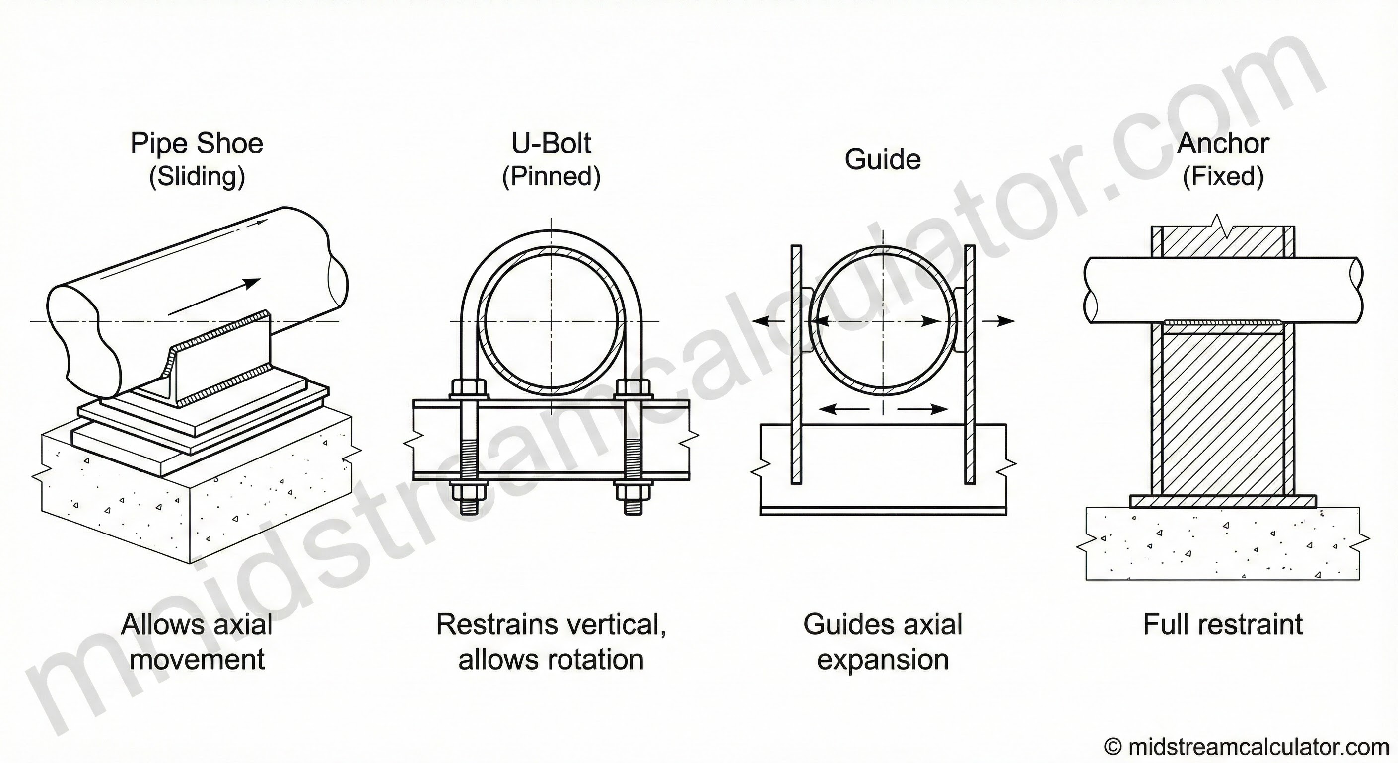 Common pipeline support types and configurations
